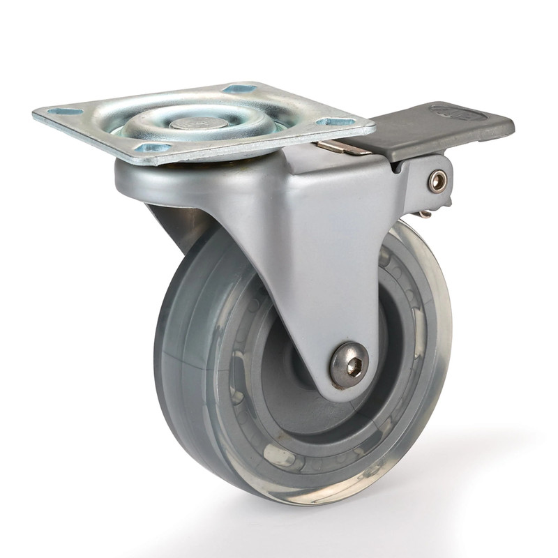 3" Skate Wheel Caster Locking with Flat Translucent Wheel